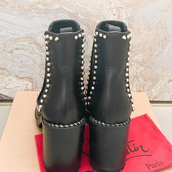 Christian Louboutin leather CHASSE A CLOU Side Gore Studs boots shoes black 40
